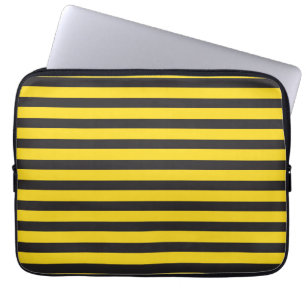 Funda Para Portátil Abejorro Negro Amarillo Líneas Horizontales Abejor