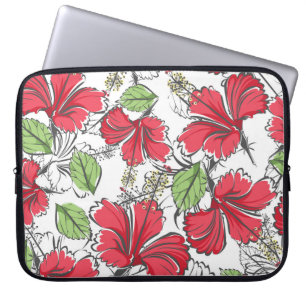 Funda Para Portátil Abraza los trópicos con el patrón de hibiscos vint