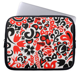 Funda Para Portátil Abrupción del patrón floral del arte folklórico ét