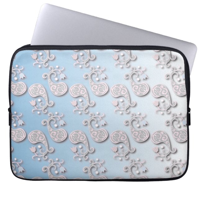 Funda Para Portátil Abstract Baby blue and Pink Pastel Floral (Frente)