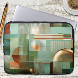 Funda Para Portátil Abstract Bauhaus Green Gold Laptop Sleeve