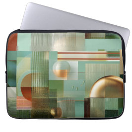 Funda Para Portátil Abstract Bauhaus Green Gold Laptop Sleeve