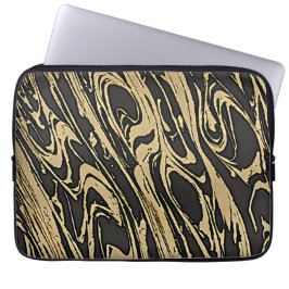 Funda Para Portátil Abstract Fluid Art - Black Marble Effect