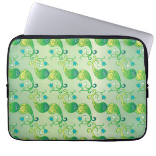 Funda Para Portátil Abstract Green Tulip Boteh Floral Pattern