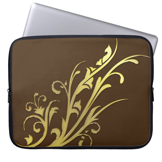 Funda Para Portátil Abstract Luxury Faux Gold Flower (Frente)