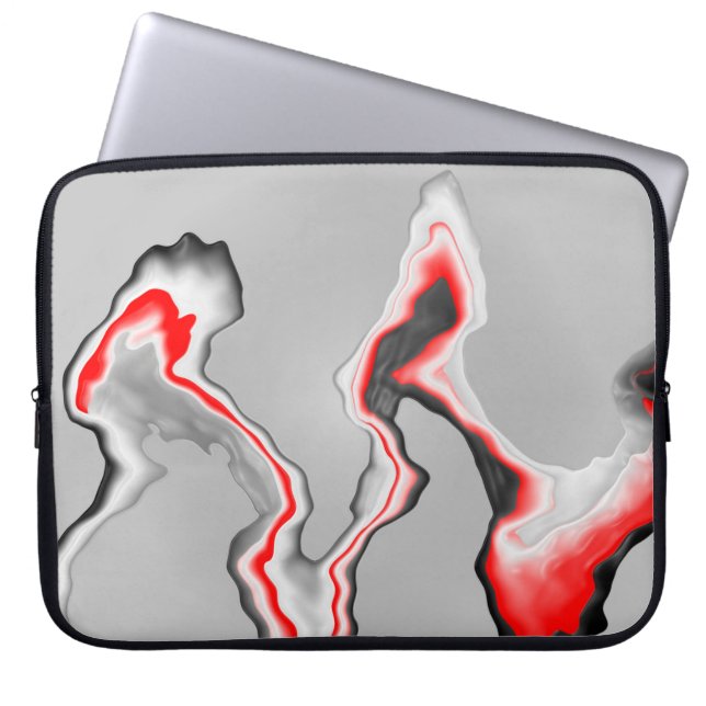 Funda Para Portátil Abstract red black and white wave, zigzag pattern, (Frente)