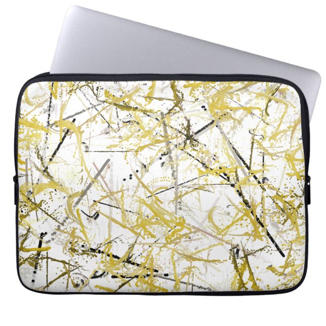 Funda Para Portátil Abstract Scribbles - Mustard and Brown (Frente)
