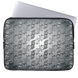 Funda Para Portátil Abstract Silver and black Tulip Boteh Pattern