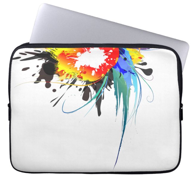 Funda Para Portátil Abstract Wild Parrot Paint Splatters (Frente)