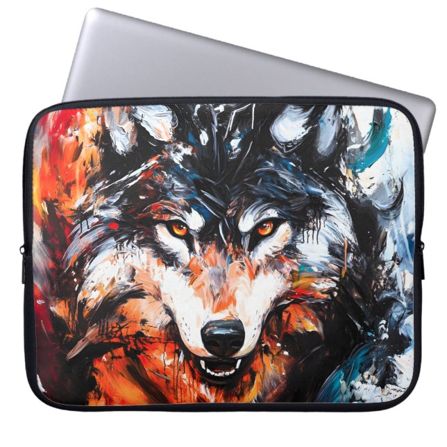 Funda Para Portátil Abstract Wild Spirit Wolf (Frente)