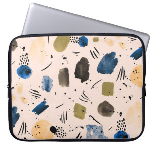 Funda Para Portátil Abstracto Acuarela: Patrón de tinta geométrica.