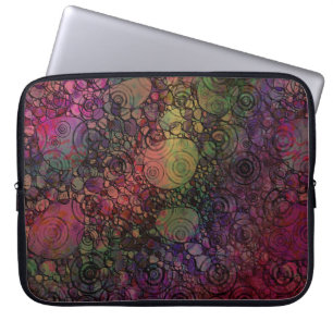 Funda Para Portátil Abstracto Colorido con Círculos Negros y Grungy