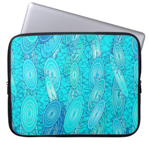 Funda Para Portátil abstracto de "Blues de vinilo" - turquesa, azul, b