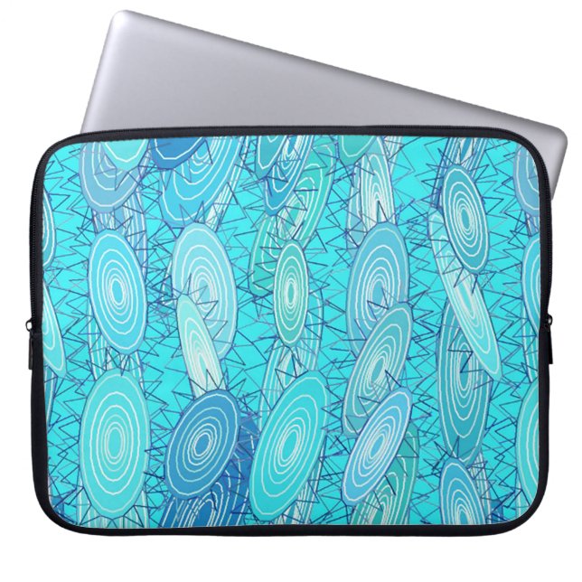 Funda Para Portátil abstracto de "Blues de vinilo" - turquesa, azul, b (Frente)