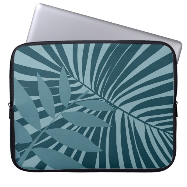Funda Para Portátil abstracto de hojas de palma y tropicales en gris a (Frente)