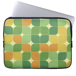 Funda Para Portátil Abstracto de mediados de siglo verde naranja amari