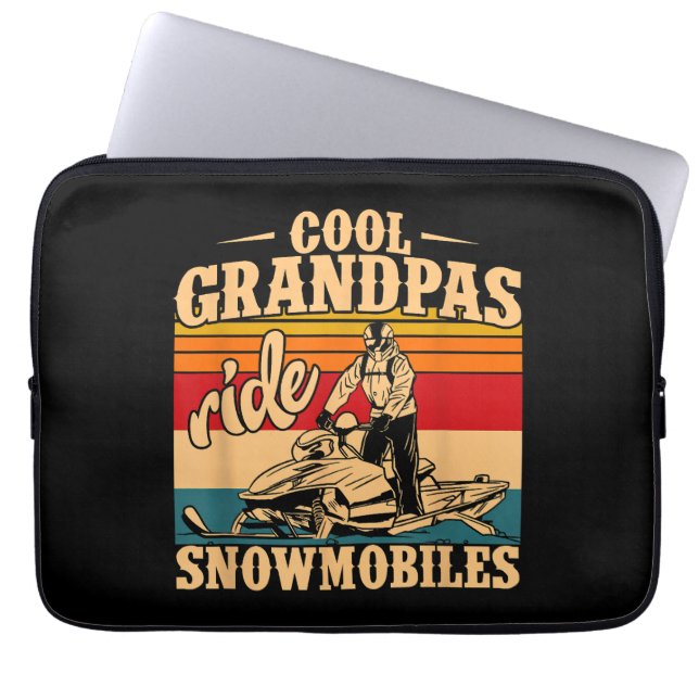 Funda Para Portátil Abuelos de Guay montan motos de nieve moto de niev (Frente)