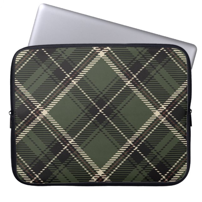 Funda Para Portátil Academia Oscura Dark Spruce Green Plaid (Frente)