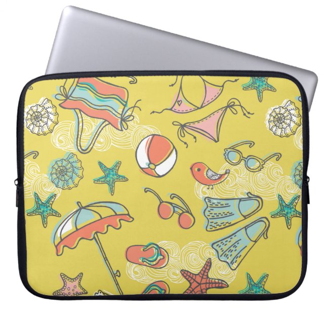Funda Para Portátil accesorios de playa. patrón transparente (Frente)