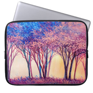 Funda Para Portátil Aceite pintando árboles coloridos. Imagen abstract