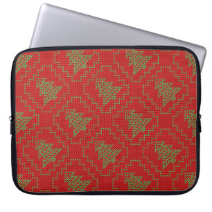 Funda Para Portátil Acogedor patrón de suéter feo de árbol de Navidad