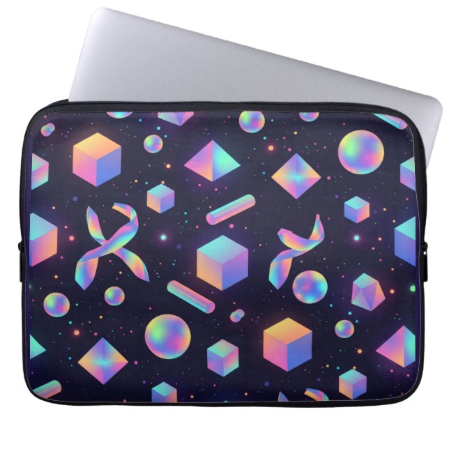 Funda para portátil acolchada geométrica holográfi (Frente)