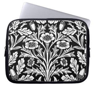 Funda Para Portátil Acornos de espejos y robles dejan negro y blanco