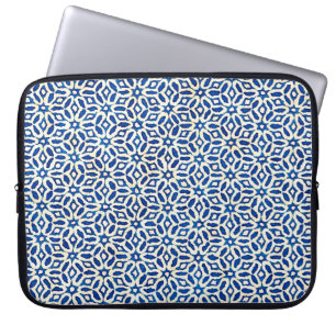 Funda Para Portátil acuarela batida nativa azul y blanco