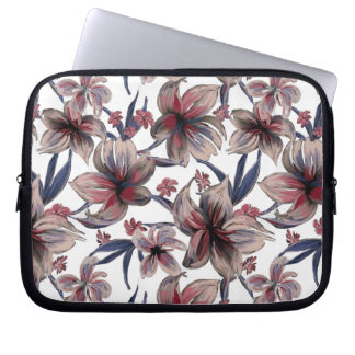 Funda Para Portátil Acuarela Crimson Floral sobre blanco