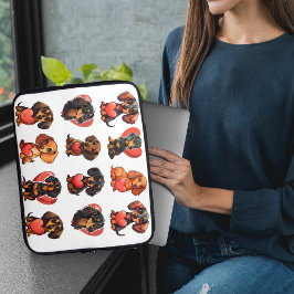 Funda Para Portátil Acuarela Dachshund Valentine con corazón rojo