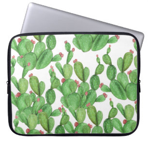 Funda Para Portátil Acuarela de Cactus: fondo de patrón sin soldadura