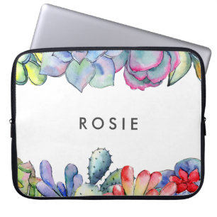 Funda Para Portátil Acuarela de cactus suculenta