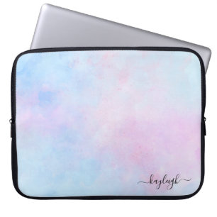Funda Para Portátil Acuarela de ensueño azul turquesa rosa