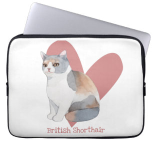 Funda Para Portátil Acuarela de gato al descubierto británica Kitty Pi