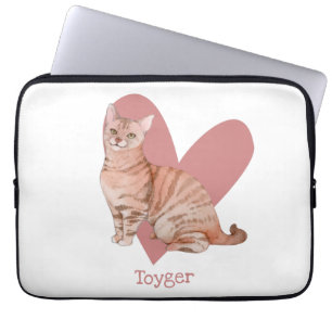 Funda Para Portátil Acuarela de gato de juguete Corazón rosa Kitty