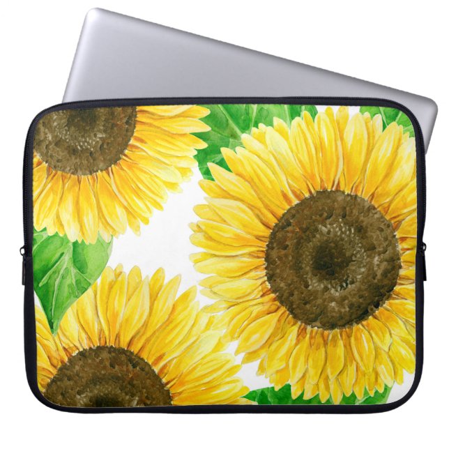 Funda Para Portátil acuarela de girasoles (Frente)