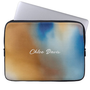 Funda Para Portátil Acuarela de onda azul personalizado