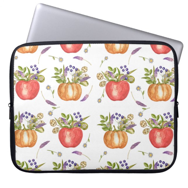 Funda Para Portátil Acuarela De Otoño, Composición Sin Marea. (Frente)