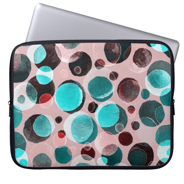 Funda Para Portátil acuarela de puntos polka, patrón abstracto. (Frente)