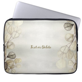 Funda Para Portátil Acuarela Eucalipto Dorado Foliage Brillante Elegan
