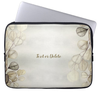 Funda Para Portátil Acuarela Eucalipto Dorado Foliage Brillante Elegan