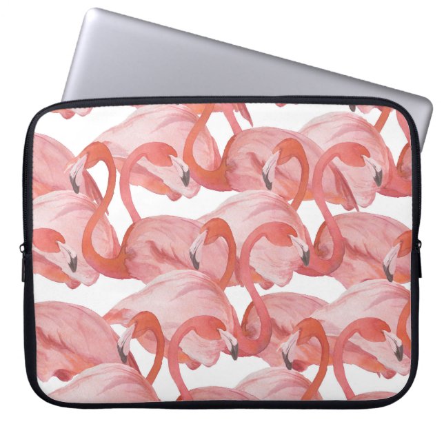 Funda Para Portátil Acuarela Flamingo: Patrón sin foco (Frente)