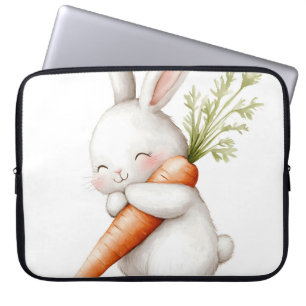 Funda Para Portátil Acuarela Fluffy Bunny Carrot Love
