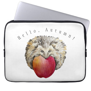 Funda Para Portátil Acuarela lindo erizo y manzana