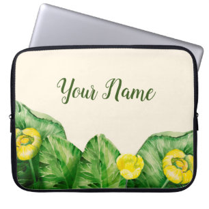 Funda Para Portátil acuarela nenúfar amarillo