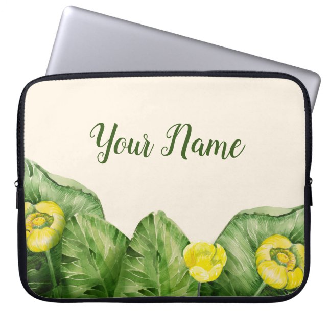 Funda Para Portátil acuarela nenúfar amarillo (Frente)