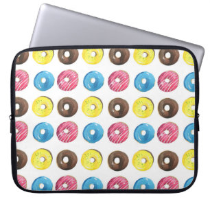 Funda Para Portátil Acuarela pequeñas donuts, patrón sin costuras.