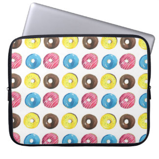 Funda Para Portátil Acuarela pequeñas donuts, patrón sin costuras.