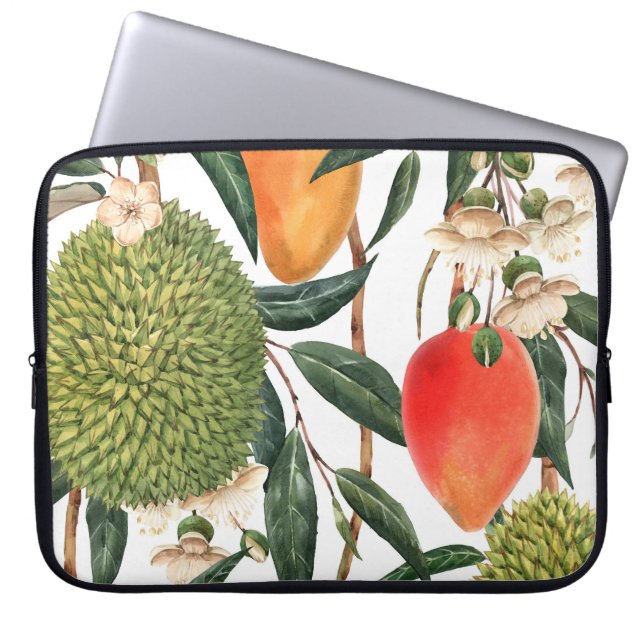 Funda Para Portátil Acuarela tropical durión, patrón de mango. (Frente)
