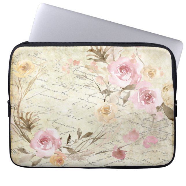 Funda Para Portátil acuarela vintage floral (Frente)